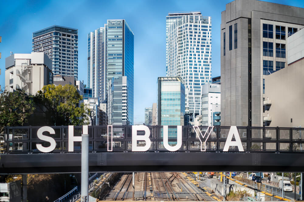 恵比寿歩道橋から渋谷方面を望む